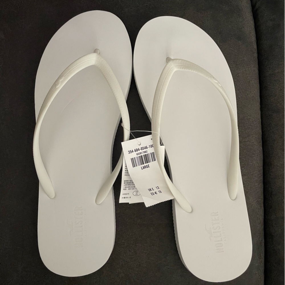 Hollister White Flip Flops